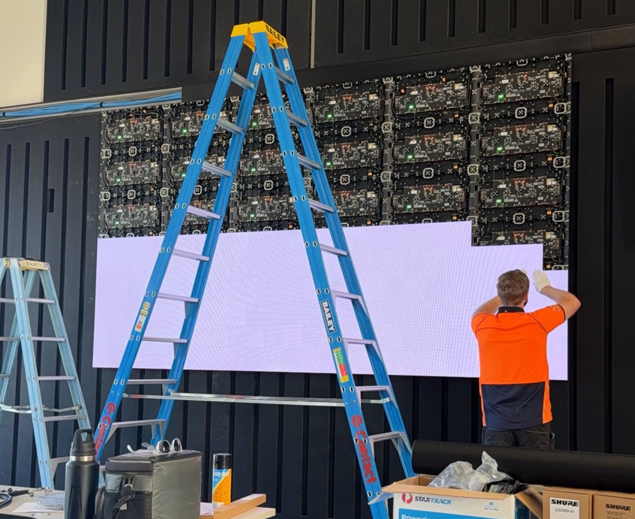 Videowall being constructed